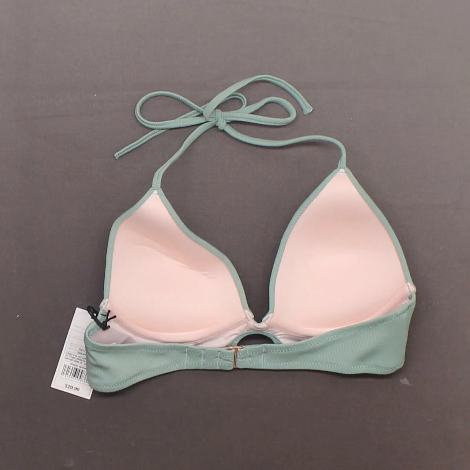 Shade & Shore Women's Push-Up Ribbed Long Line Ring Front Triangle Bikini Top