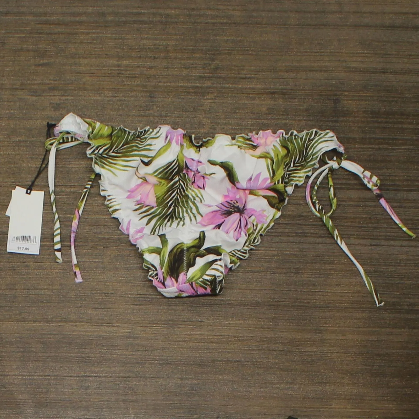 Shade & Shore Women's Textured Side-Tie Ruffle Cheeky Bikini Bottom 76578112