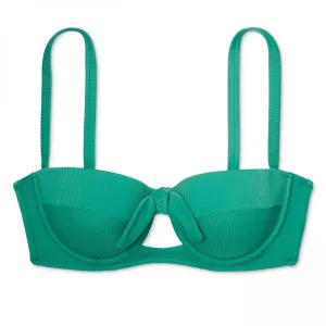 Shade & Shore Women's Vacay Light Lift Ribbed Tie Front Bikini Top