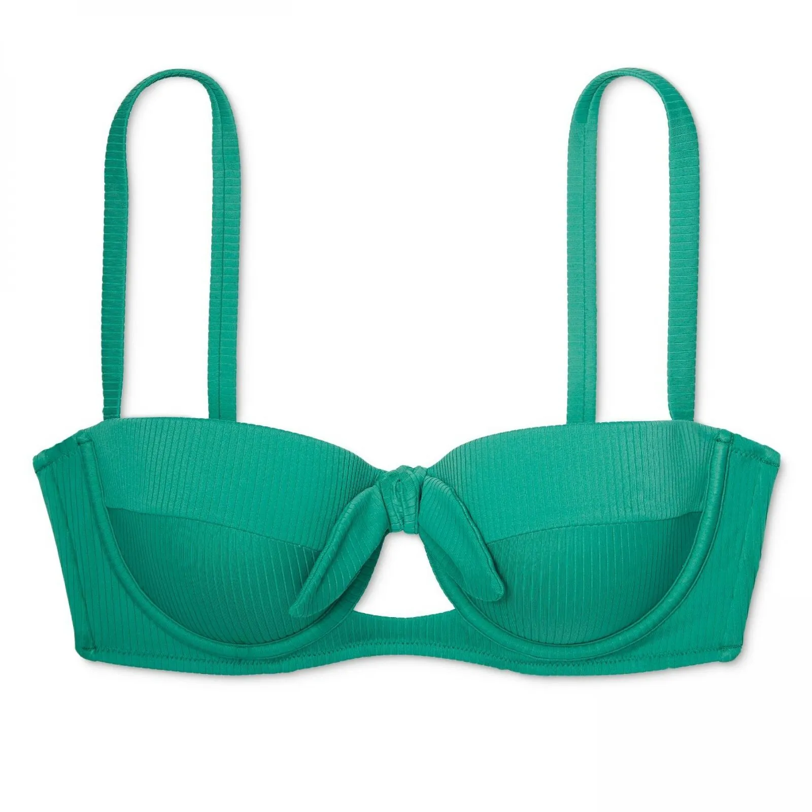 Shade & Shore Women's Vacay Light Lift Ribbed Tie Front Bikini Top