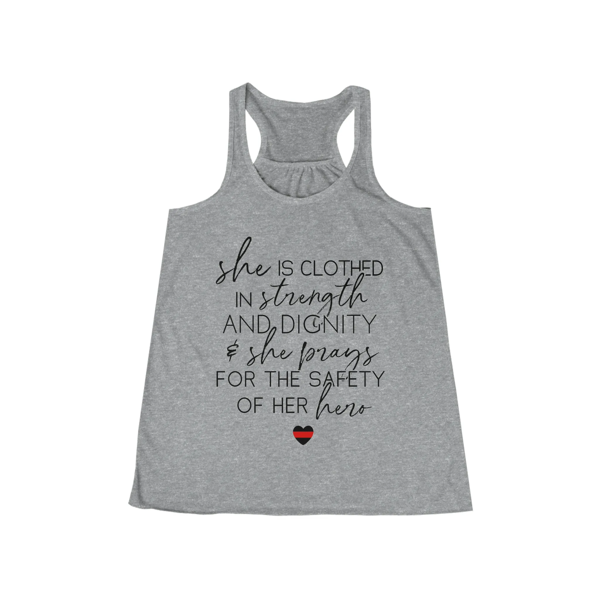 She Prays For The Safety Of Her Hero © Flowy Racerback Tank (Thin Red Line)