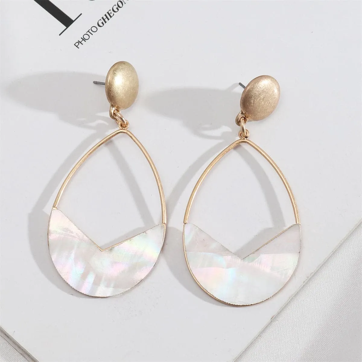 Shell & 18K Gold-Plated Pear Drop Earrings
