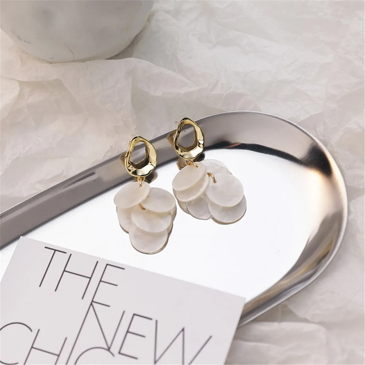 Shell & 18K Gold-Plated Tiered Drop Earrings