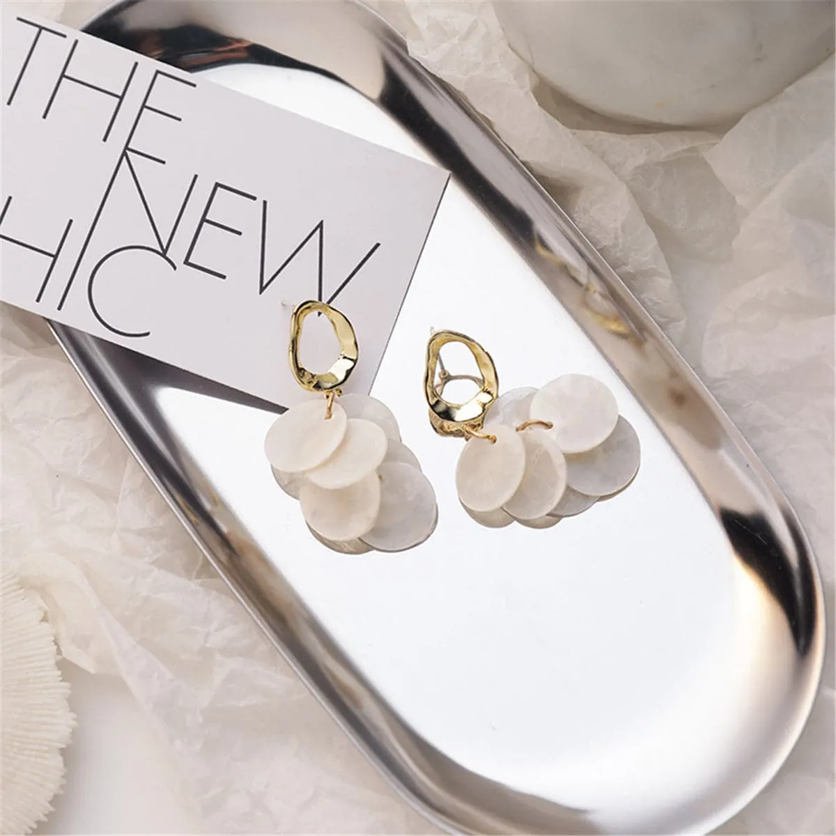 Shell & 18K Gold-Plated Tiered Drop Earrings
