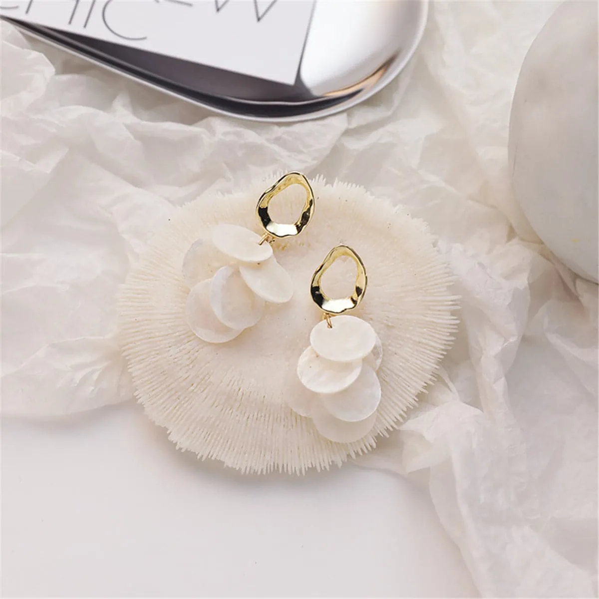 Shell & 18K Gold-Plated Tiered Drop Earrings