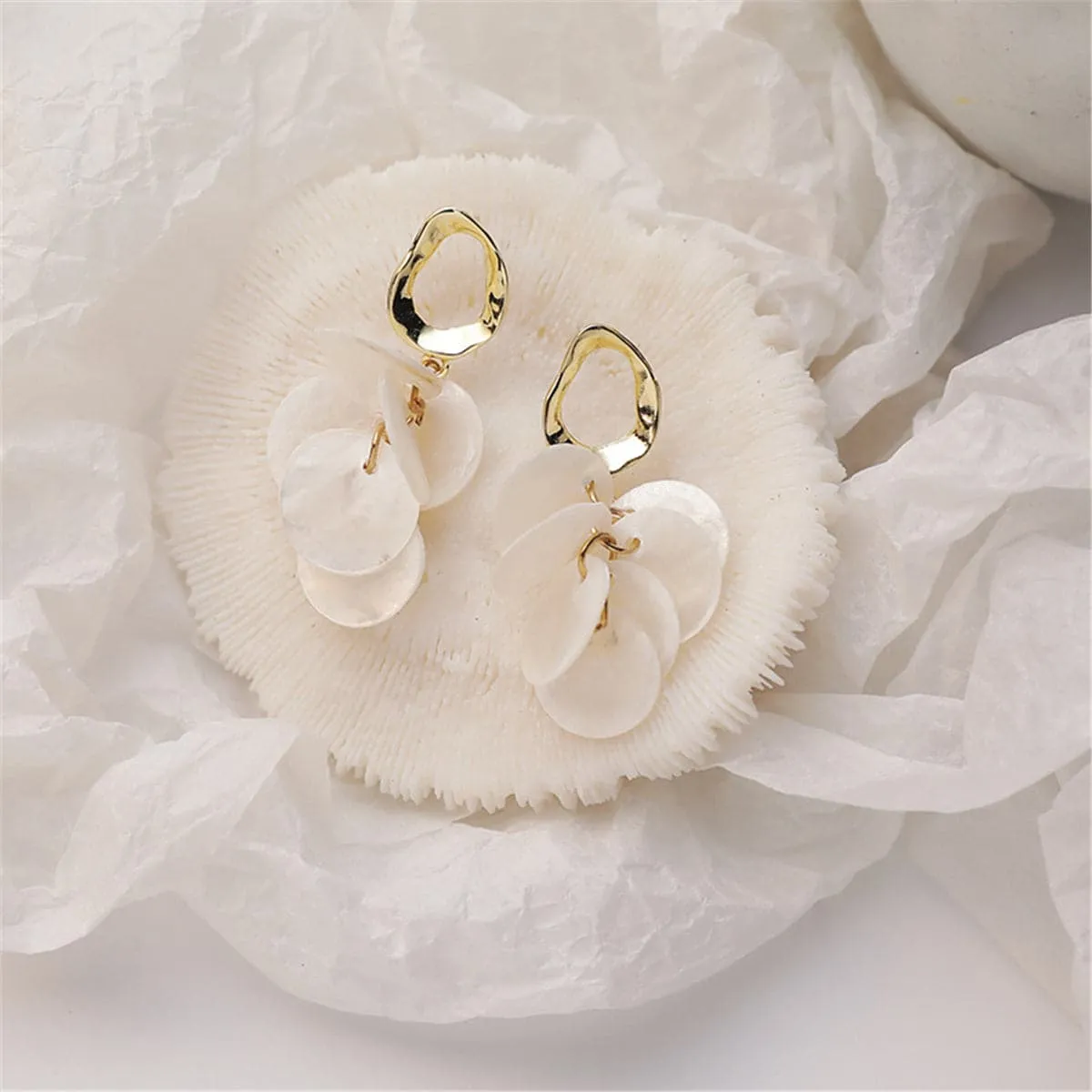Shell & 18K Gold-Plated Tiered Drop Earrings