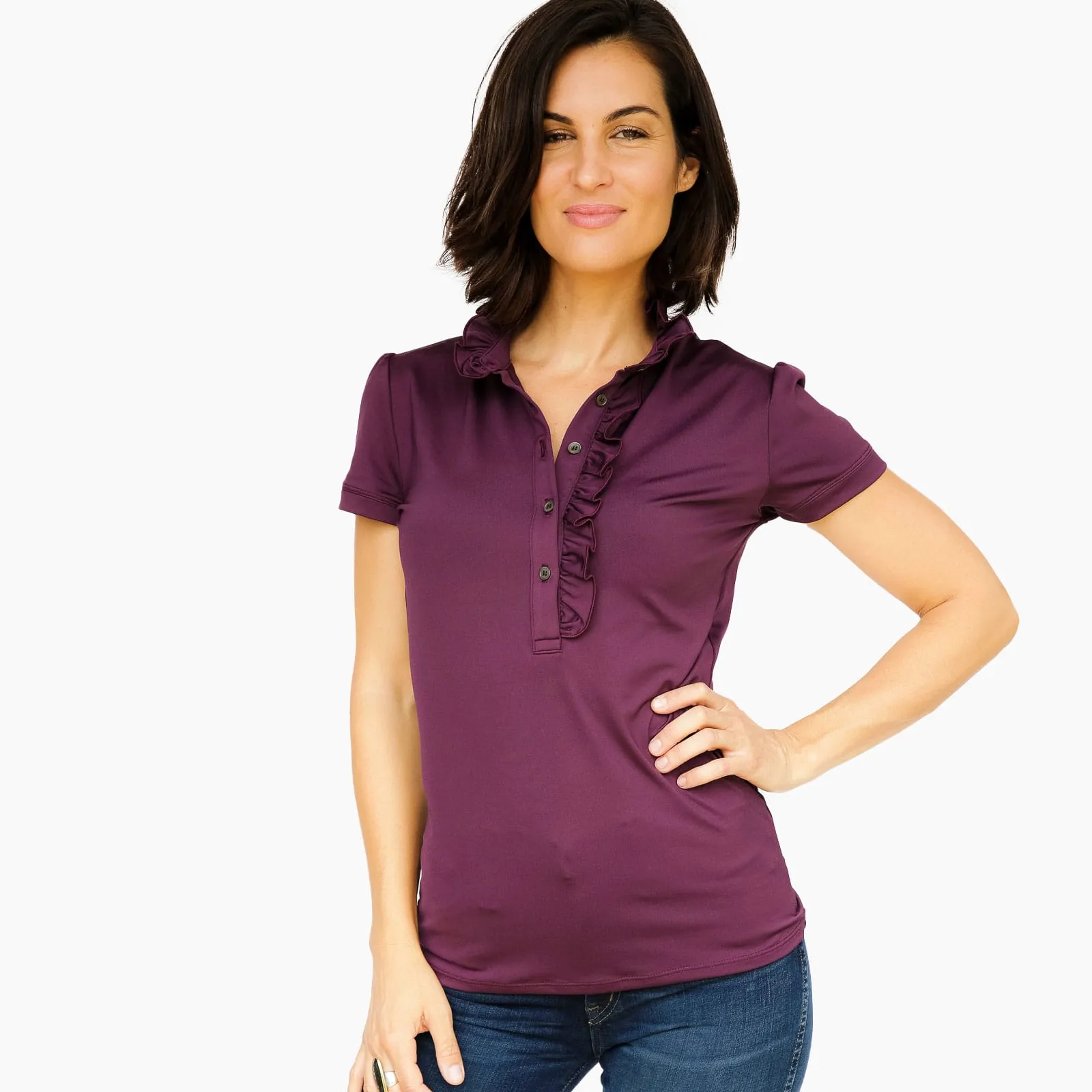 Short Sleeve Isabelle Shirt - Eggplant