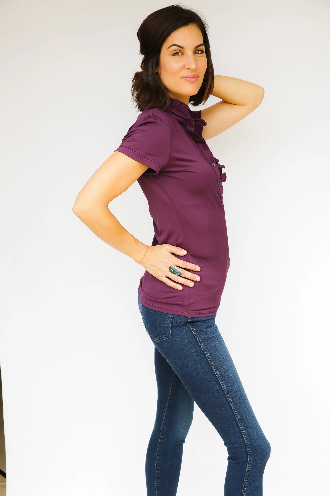 Short Sleeve Isabelle Shirt - Eggplant