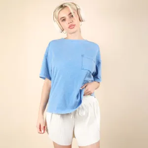 Short Sleeve Pocket Back Seam Top