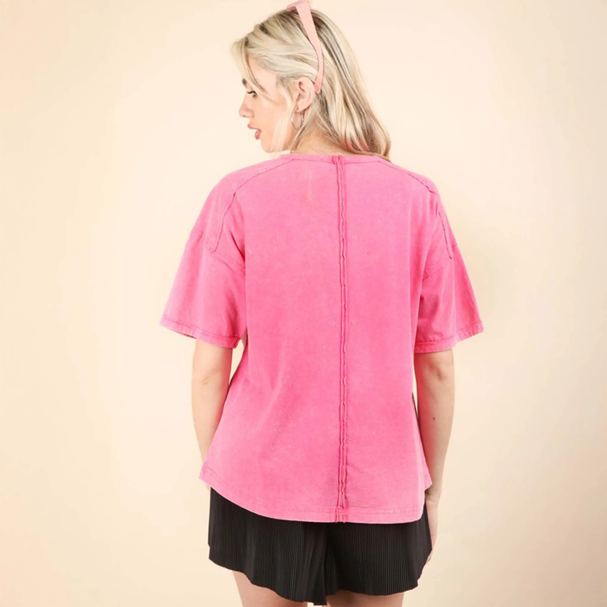 Short Sleeve Pocket Back Seam Top