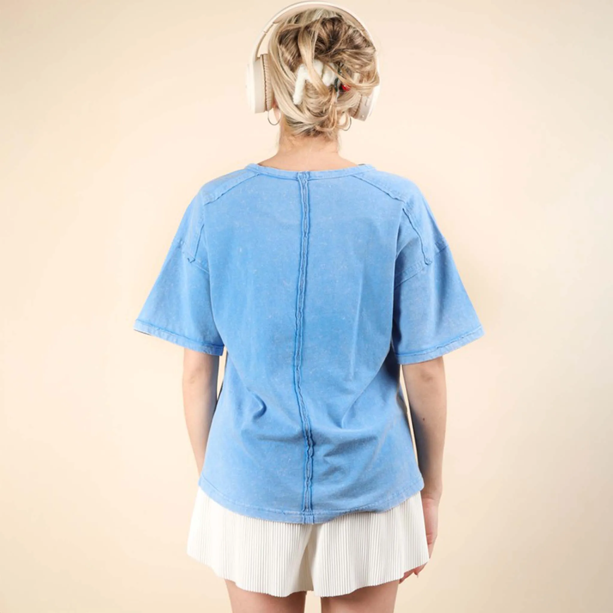 Short Sleeve Pocket Back Seam Top