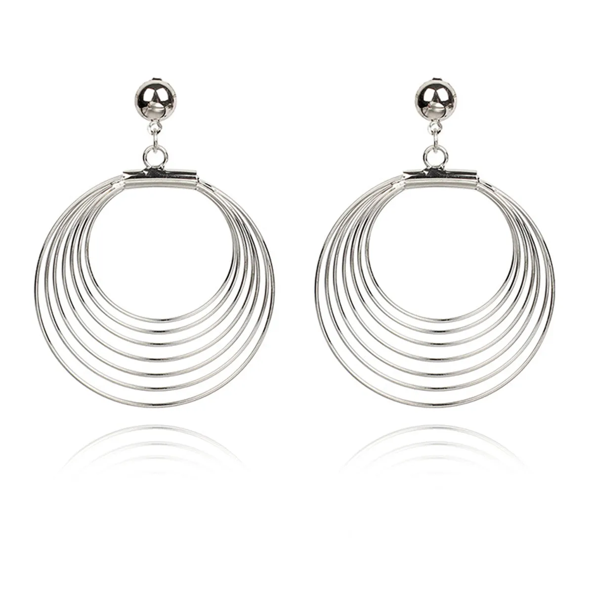 Silver-Plated Layer Wave Drop Earrings