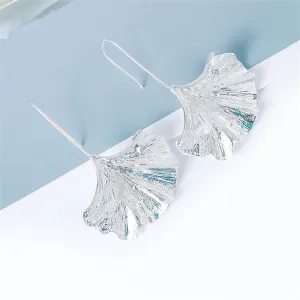 Silver-Plated Lotus Leaf Drop Earrings