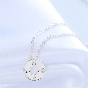 Silver-Plated Open Compass Pendant Necklace