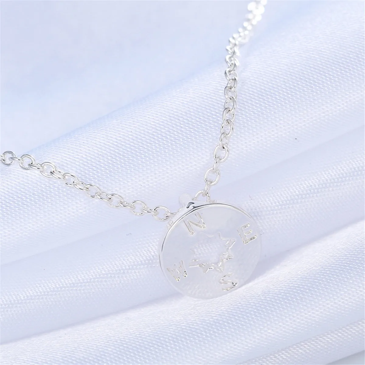 Silver-Plated Open Compass Pendant Necklace