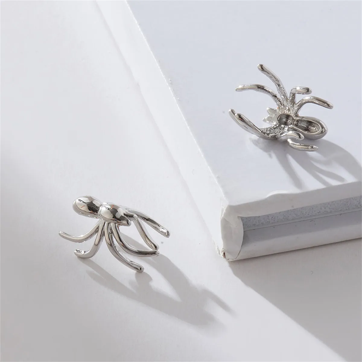 Silver-Plated Spider Ear Cuffs