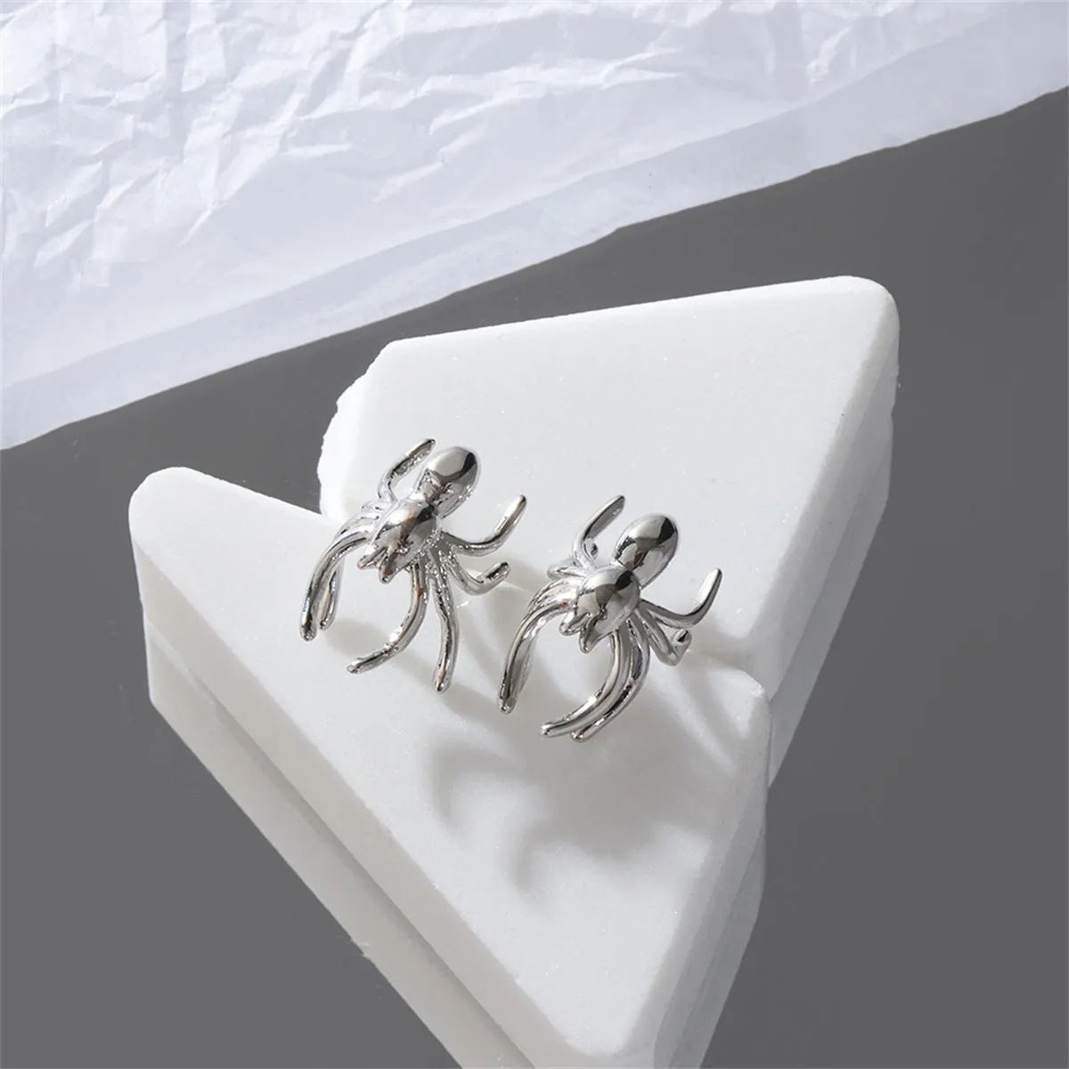 Silver-Plated Spider Ear Cuffs
