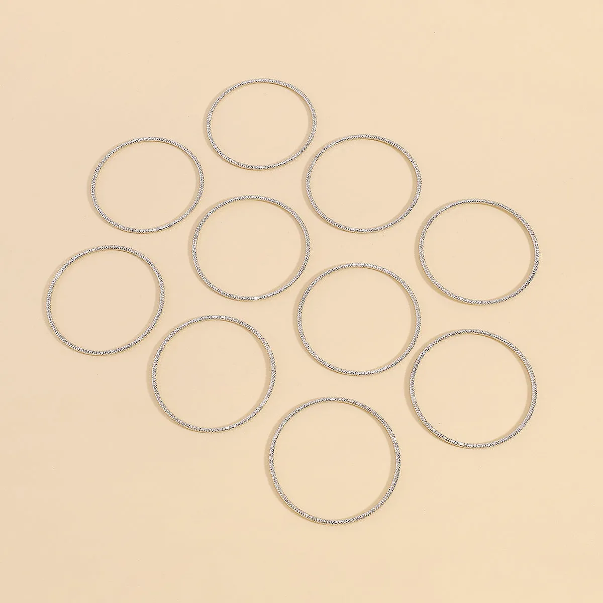 Silver-Plated Textured Bangle Set