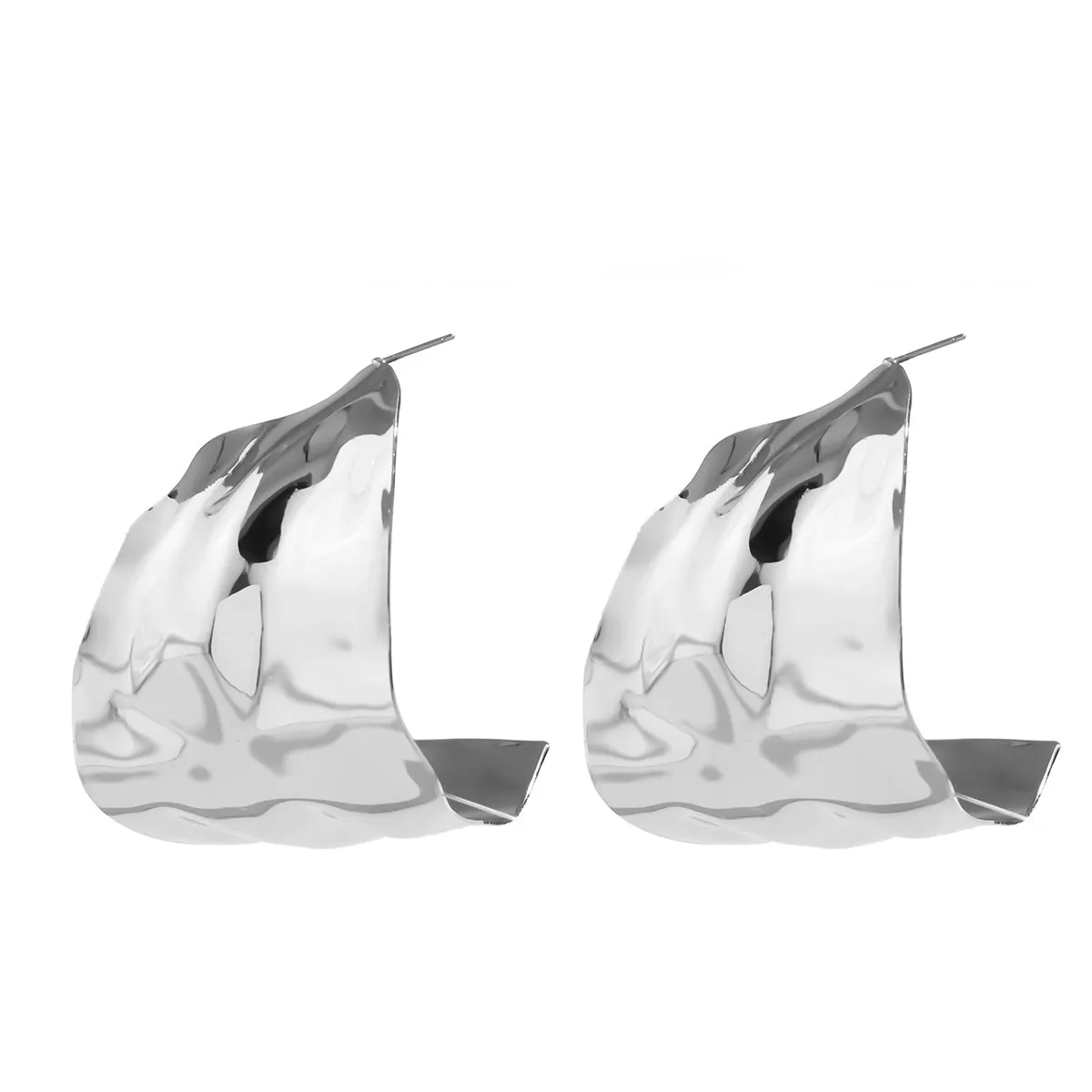 Silver-Plated Textured Wide Huggie Earrings