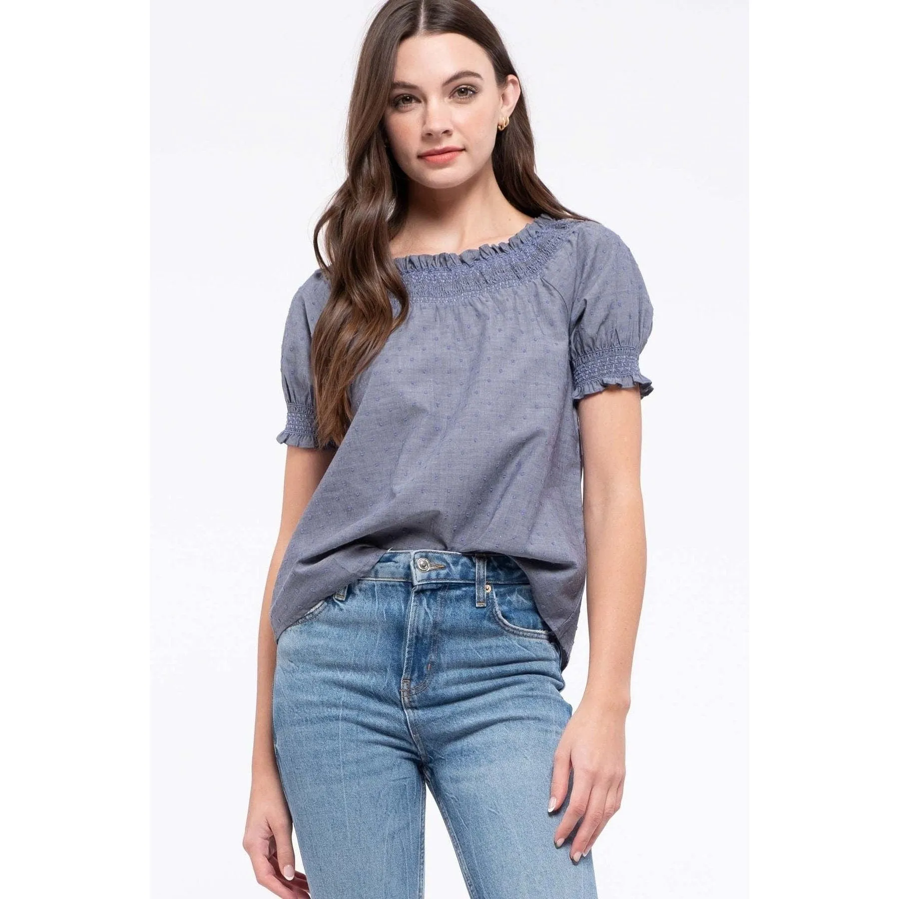 Smocked Puff Sleeve Top