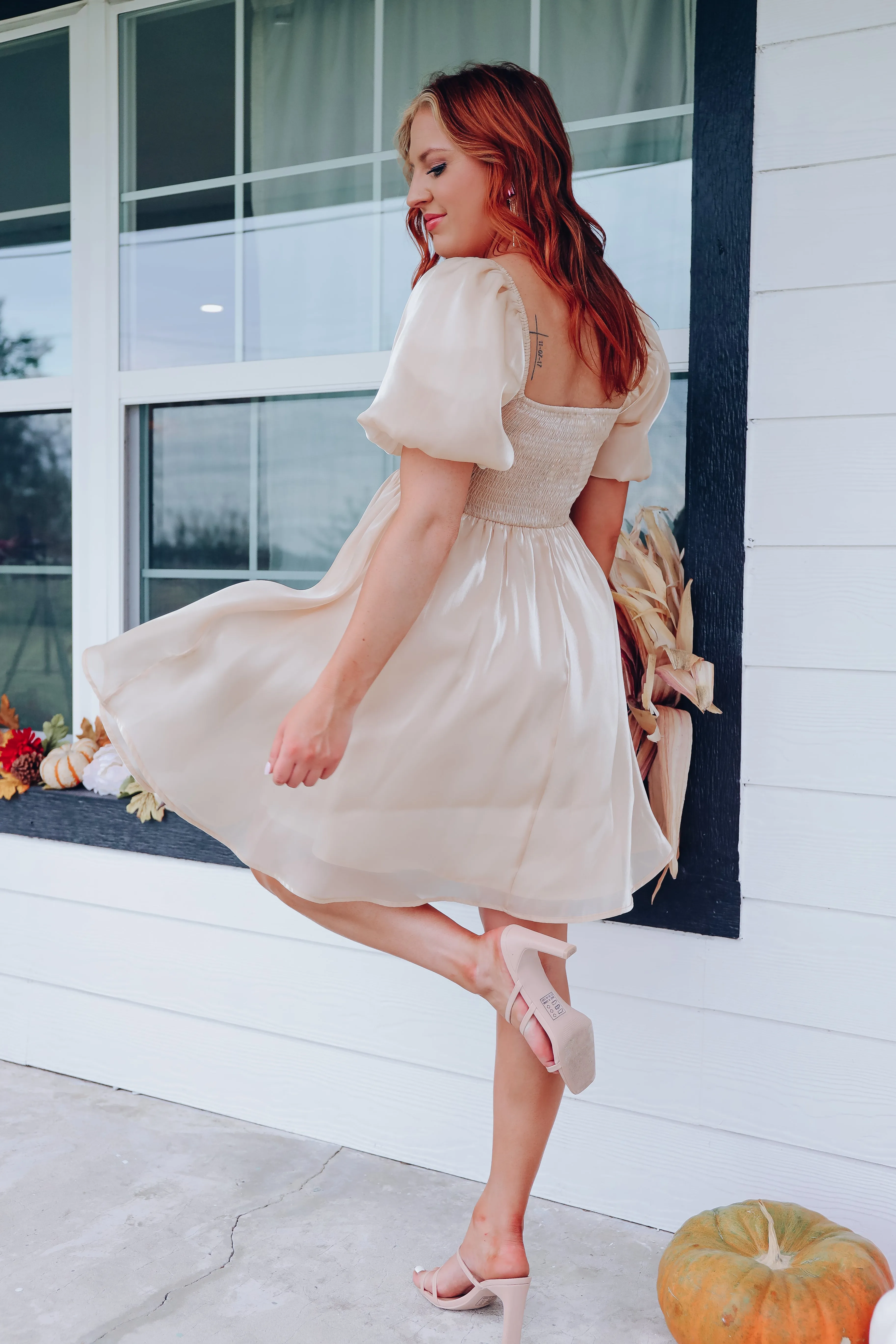 So Girly Iridescent Mini Dress - Champagne