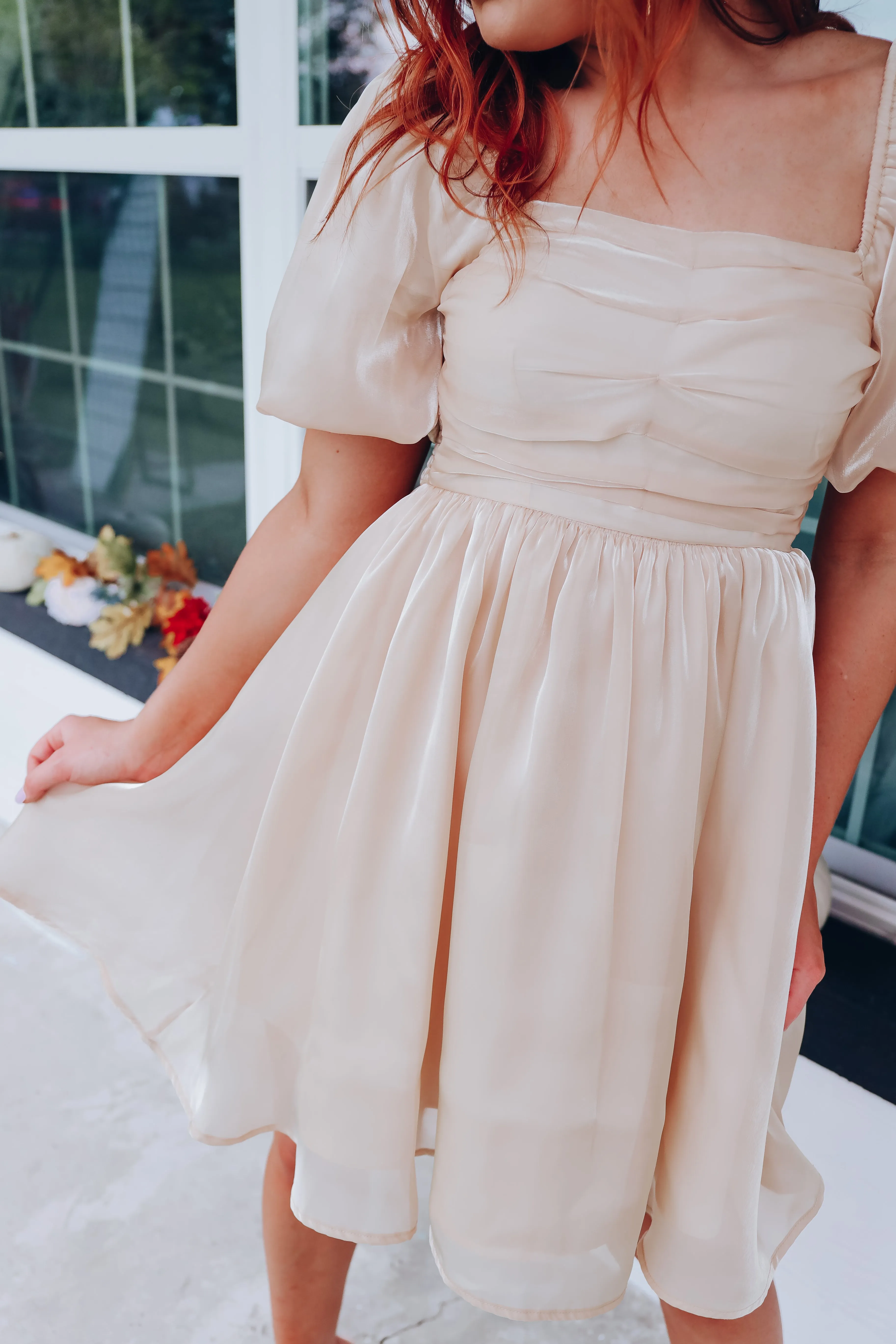 So Girly Iridescent Mini Dress - Champagne