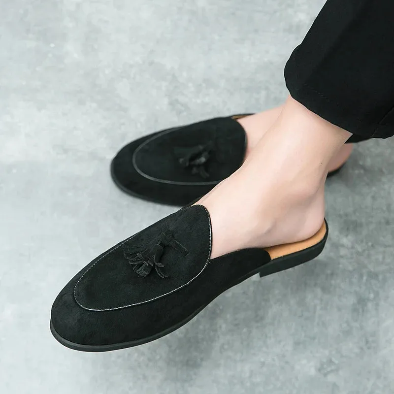 Sommer Herren Wildleder Halb-Loafer mit Quasten