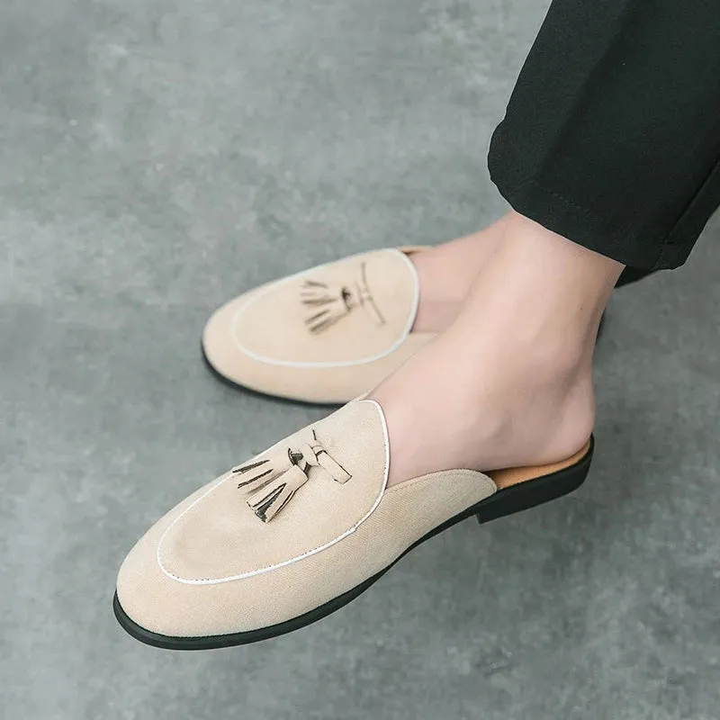 Sommer Herren Wildleder Halb-Loafer mit Quasten
