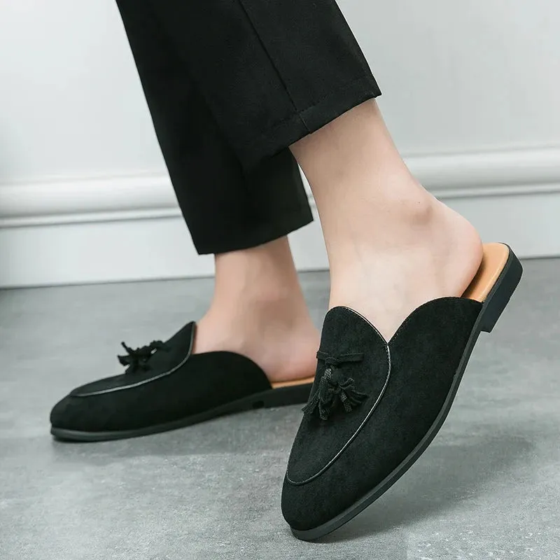 Sommer Herren Wildleder Halb-Loafer mit Quasten