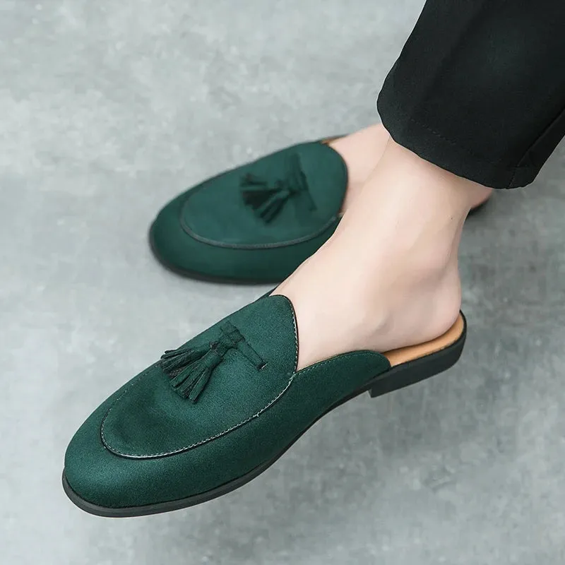 Sommer Herren Wildleder Halb-Loafer mit Quasten