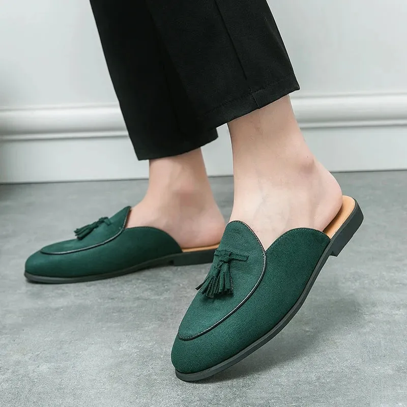 Sommer Herren Wildleder Halb-Loafer mit Quasten