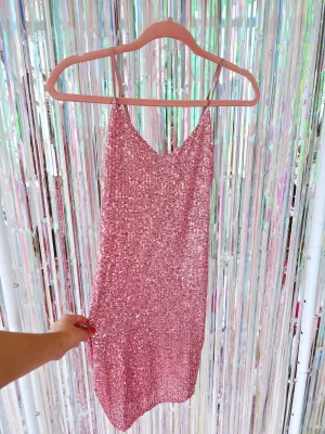Sparkle In The Night Sequin Mini Dress - Pink