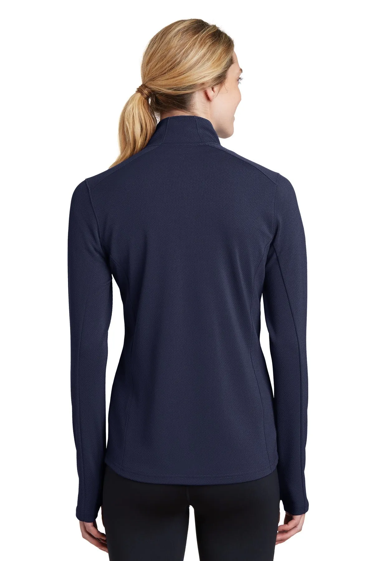 Sport-Tek Women's Sport-Wick Textured 1/4-Zip Pullover.  LST860 True Navy