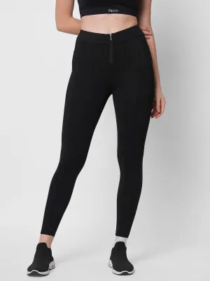 Sporty stylish pintuck teal black tights