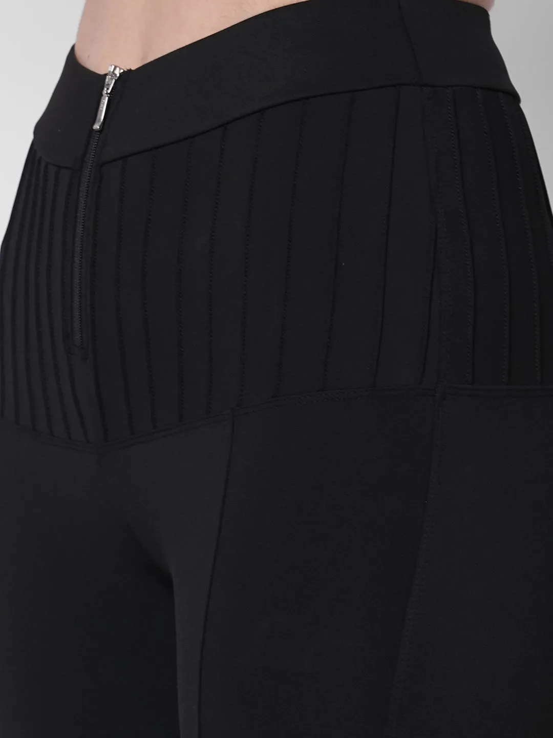 Sporty stylish pintuck teal black tights
