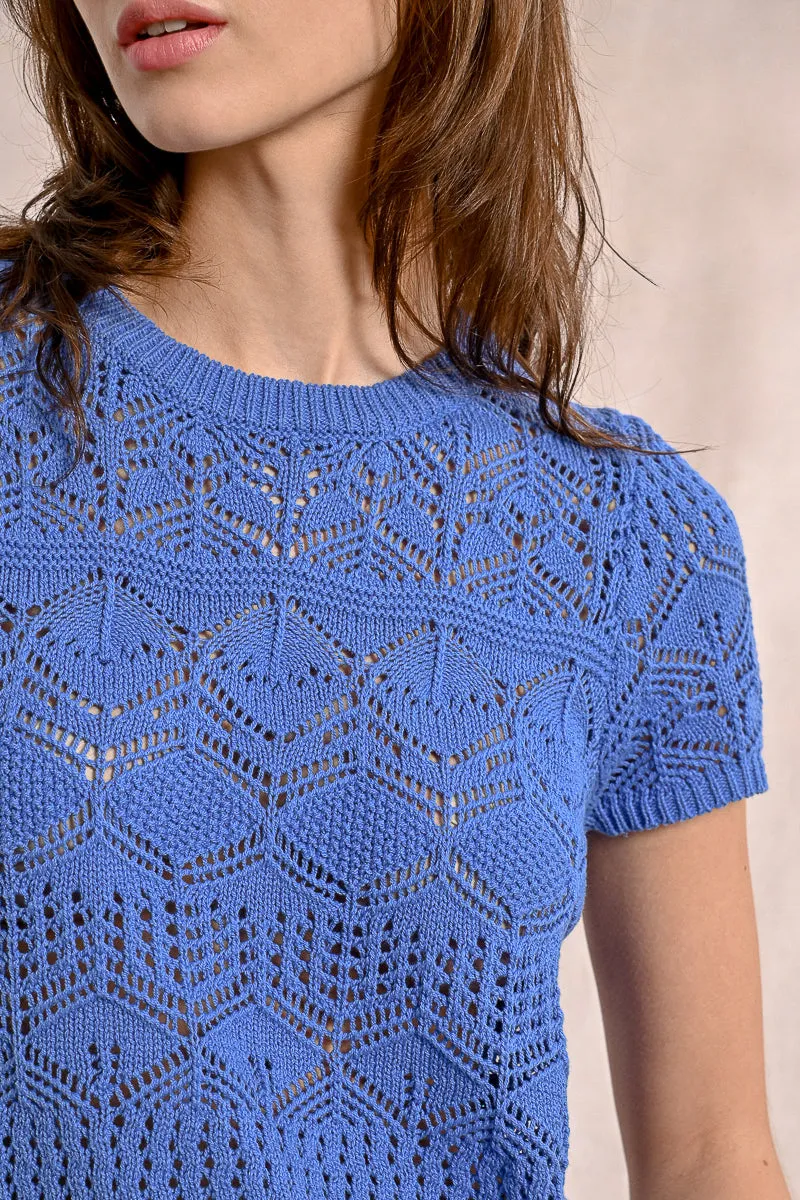S/S Textured Sweater - Blue