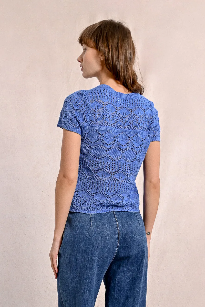 S/S Textured Sweater - Blue