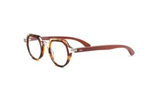 St. Tropez Round Tortoise/ Clear Cherry Wood Unisex Reading Glasses