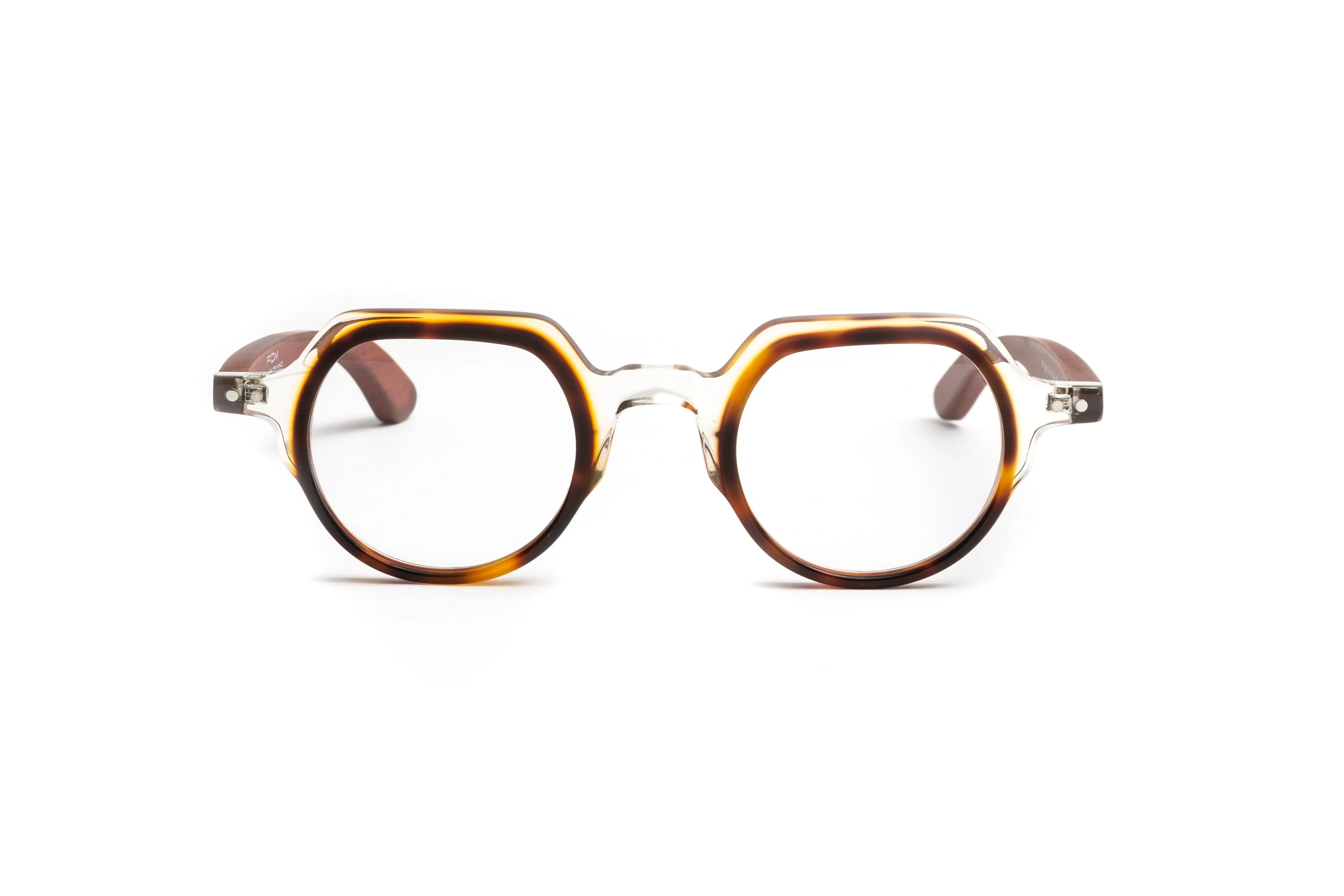 St. Tropez Round Tortoise/ Clear Cherry Wood Unisex Reading Glasses
