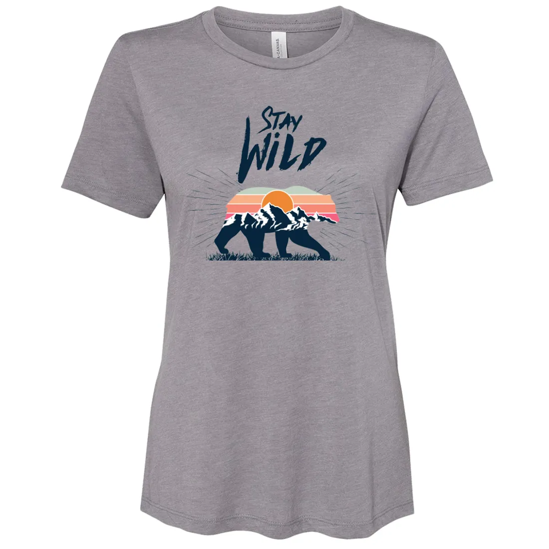 Stay Wild Sunset Bear Women's Relaxed Jersey Tee