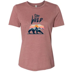 Stay Wild Sunset Bear Women's Relaxed Jersey Tee