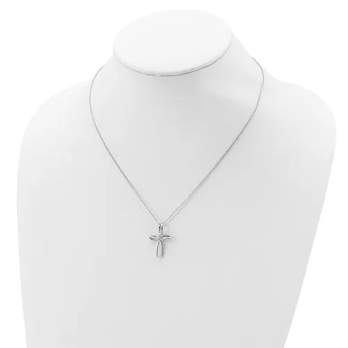 Sterling Silver Cross Diamond 18" Necklace