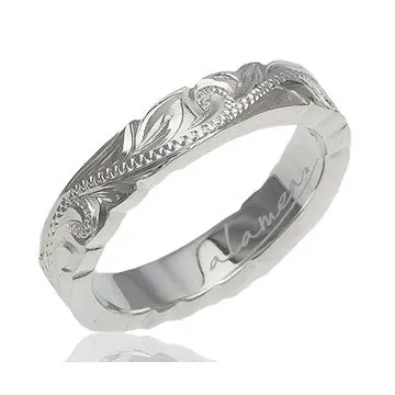 Sterling Silver Hawaiian Floral Scroll 4mm Alamea Hawaii Ring