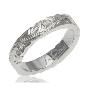 Sterling Silver Hawaiian Floral Scroll 4mm Alamea Hawaii Ring