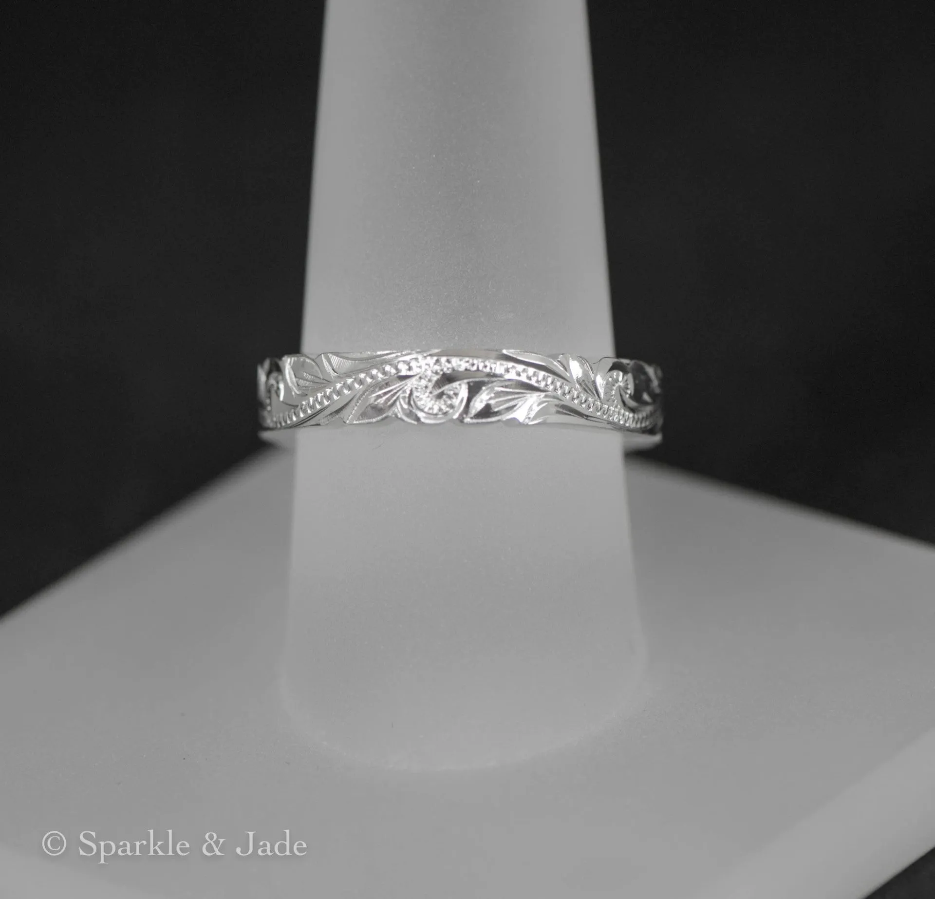Sterling Silver Hawaiian Floral Scroll 4mm Alamea Hawaii Ring