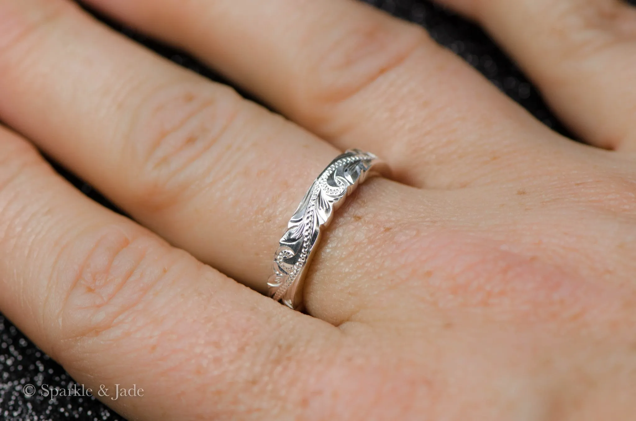 Sterling Silver Hawaiian Floral Scroll 4mm Alamea Hawaii Ring
