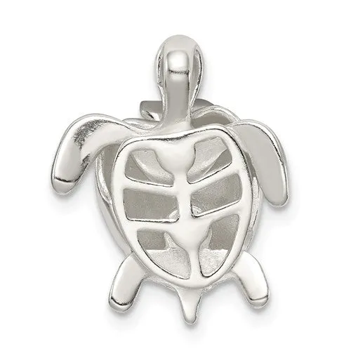 Sterling Silver Mother & Movable Baby Turtle Pendant