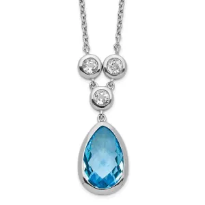 Sterling Silver White and Blue Topaz with 16-18" Necklace