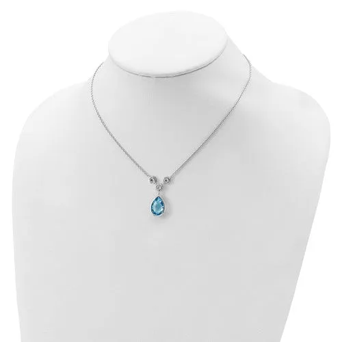 Sterling Silver White and Blue Topaz with 16-18" Necklace