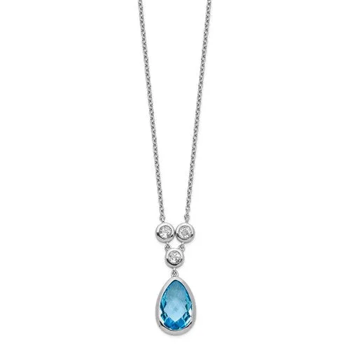 Sterling Silver White and Blue Topaz with 16-18" Necklace